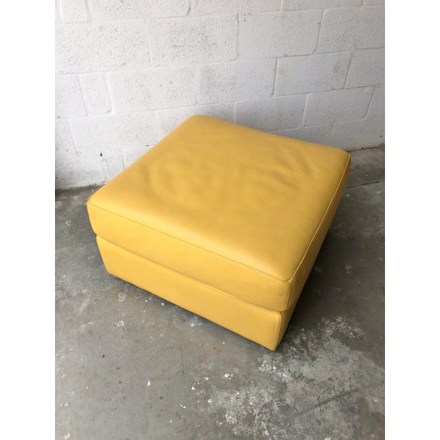 Contemporary Leather Ottoman With Casters. For Sale - Image 9 of 9