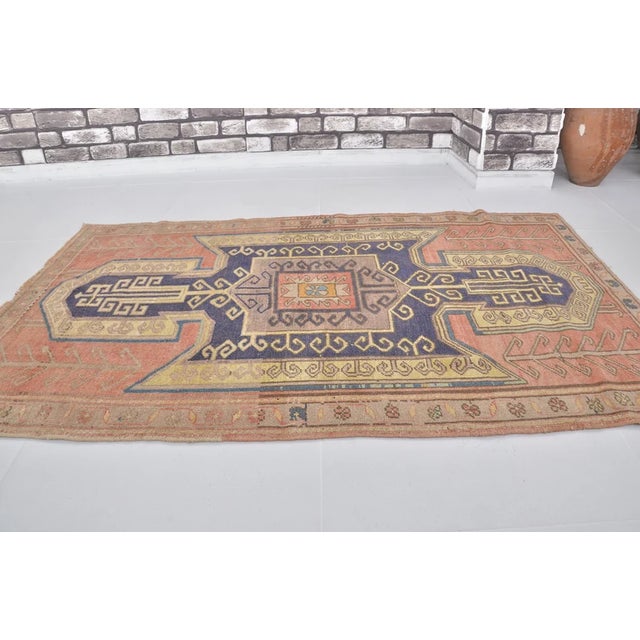 Turkish Handwoven Vintage Anatolian Rug With Faded Medallion Rug For Sale - Image 3 of 10