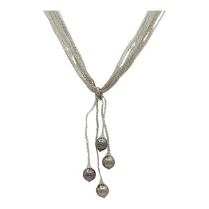 Black Pearl Dangle Necklace in 18K White Gold