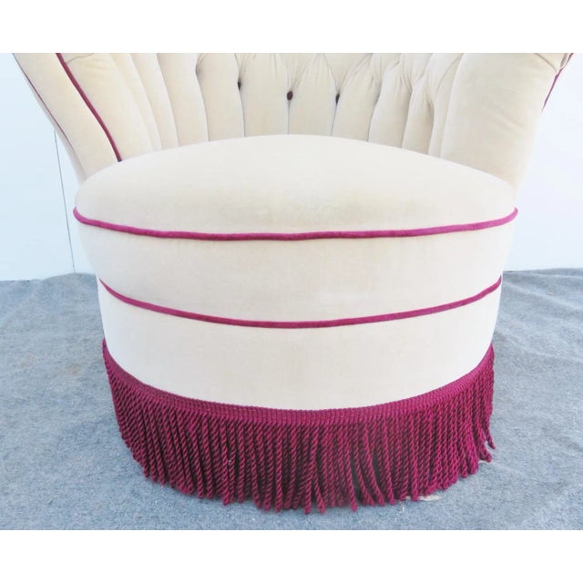 Mid 20th Century Mid 20th Century Hollywood Regency Mohair Tufted Club Chair For Sale - Image 5 of 8