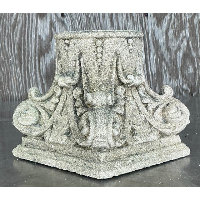 Sculpture Materials Vintage Regency Small Corinthian Column Base For Sale - Image 7 of 16