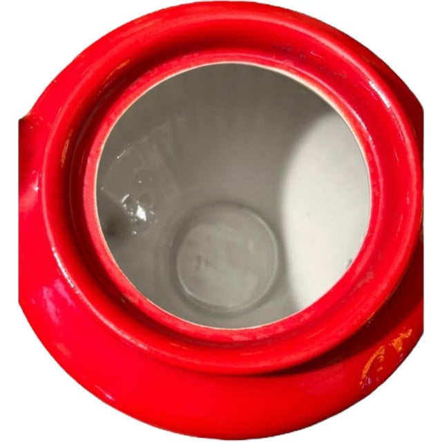 Vintage Hall Pottery Red Ribbed Tea Pot, Usa For Sale - Image 10 of 11