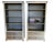 White-washed and oaky colored book shelves with two drawers. Can be purchased separately. Modern farmhouse style....