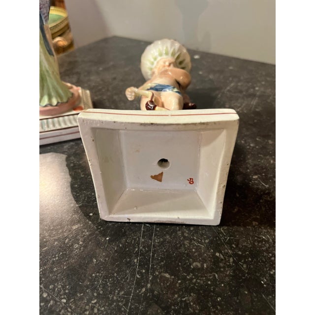 Ceramic Antique Staffordshire Pair Pottery Candlesticks Figurines For Sale - Image 7 of 7