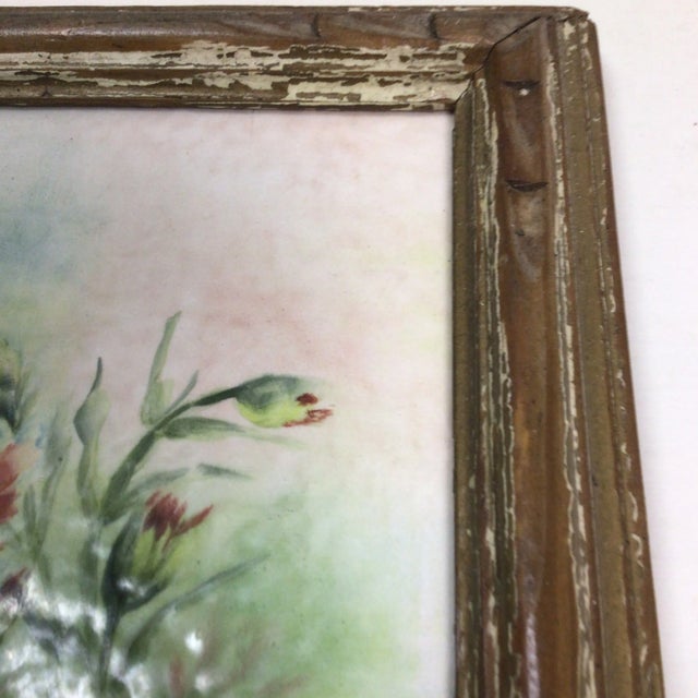 1940s Porcelain Tile Hand Painted Carnations For Sale - Image 12 of 12