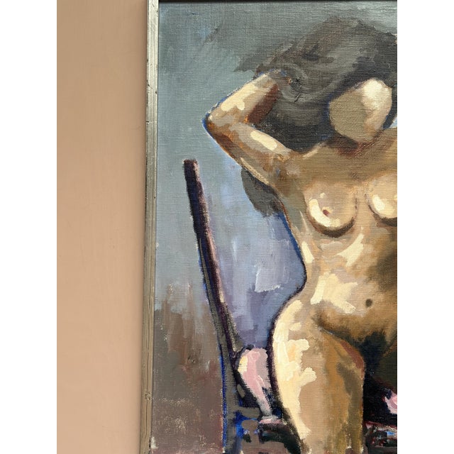 Sven Erik Lund, Model on Chair, Nude, 1950s, Oil on Canvas, Framed For Sale - Image 4 of 18