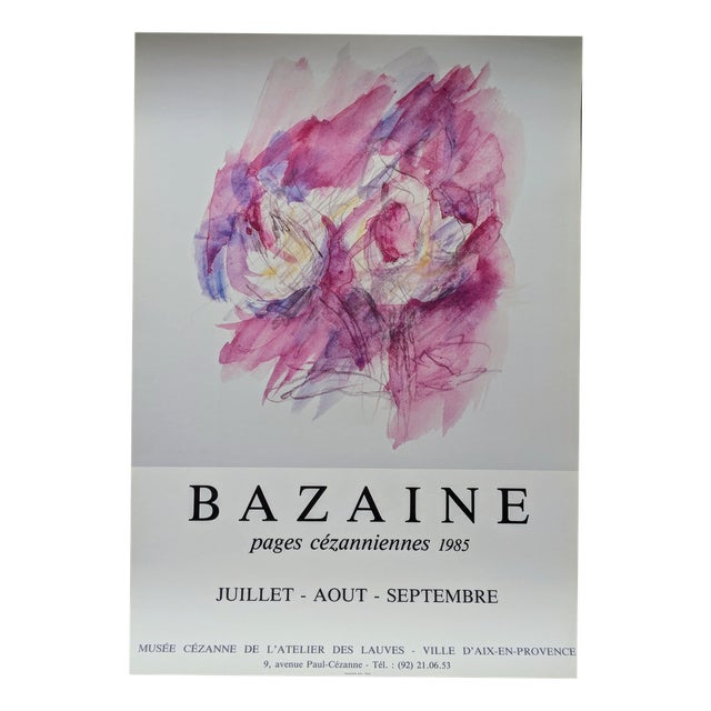 Vintage Poster in Offset Lithograph by Jean Bazaine for Arte, Paris, France, 1985 For Sale
