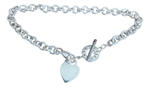 1990s Tiffany & Co. Sterling Silver Heart Charm Toggle Necklace