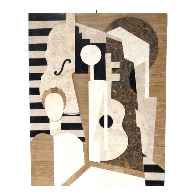 Large 42-Inch Postmodern Cubist Tessellated Stone Relief Sculpture - Marquis Collection of Beverly Hills - After Juan Gris For Sale