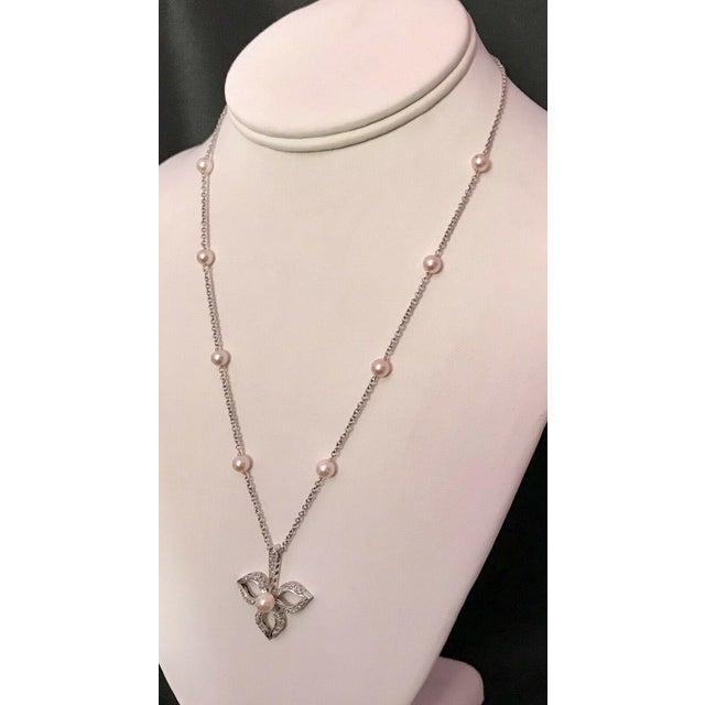 Diamond Akoya Pearl Necklace 14 Karat Gold Certified For Sale - Image 12 of 12