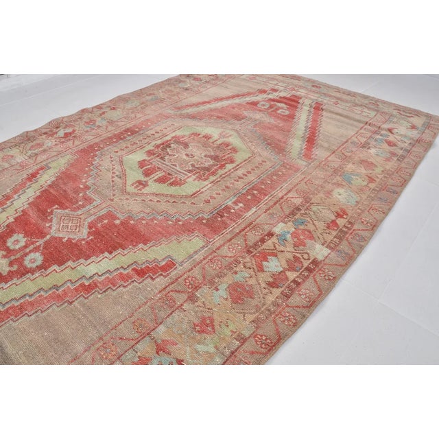 1950s 1950s Low Pile Distressed Wool Rug For Sale - Image 5 of 10