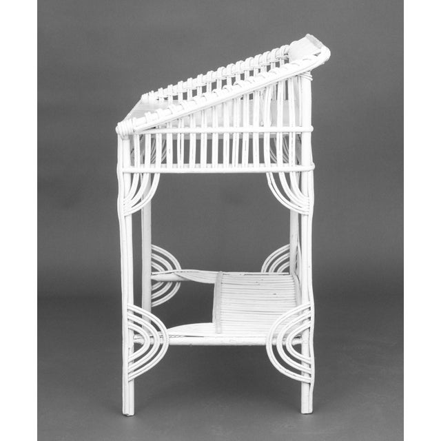 Wood Vintage White Wicker Desk For Sale - Image 7 of 8