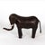 A standing elephant-form footstool in dark brown leather, the body assembled from shaped stitched panels with a hand-...