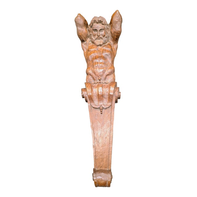 19th Century Hand-Carved Walnut Architectural/Decorative Atlas Corbel For Sale