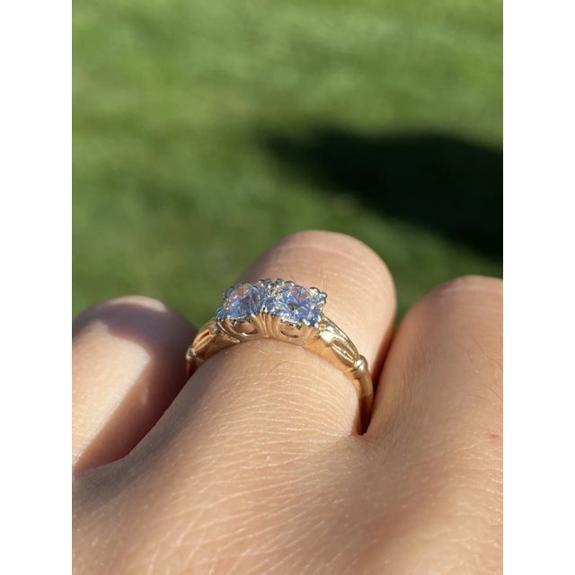 The Lyndale: Ladies Antique Two Tone 14K Engagement Ring. Crafted in 14 karat yellow gold, this ring features two center...