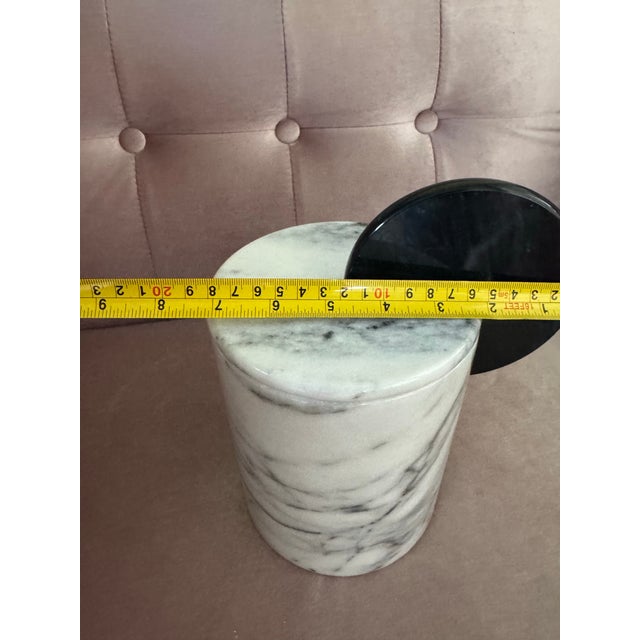 Modern White Marble Decorative Canister/Storage Jar With Sculptural Lid For Sale - Image 10 of 12