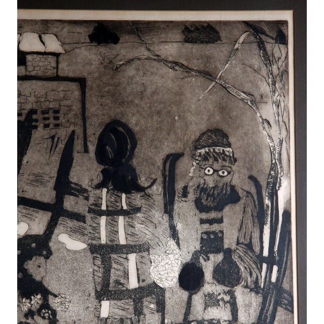 Mid-Century Modern Mid Century Modernist Intaglio Etching Print on Paper by Maryellen Shafer For Sale - Image 3 of 10