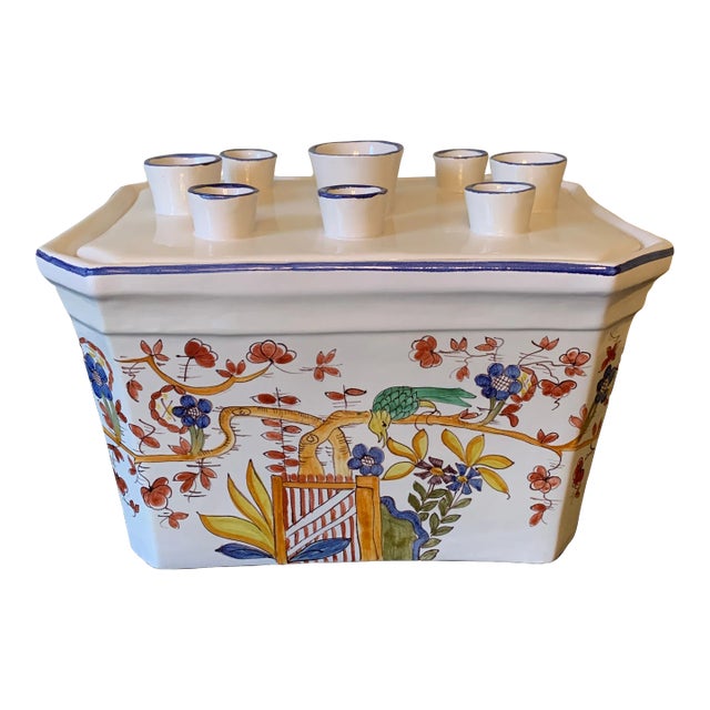 Mid-Century Italian Hand-Painted Chinoiserie Tulipiere Vase For Sale