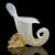 Beautiful vintage Murano hand blown opal white and gold flecks Italian art glass miniature cornucopia flower bud vase....