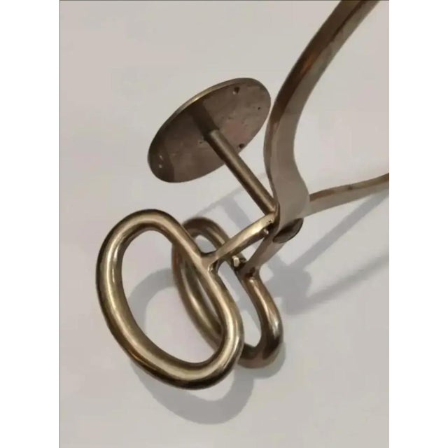 1970s Vintage Brass Decorative Ice Block Tongs Towel Bar For Sale - Image 5 of 10