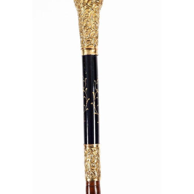 Antique French Gold Plate Walking Stick in Sevres Porcelain, 1800s For Sale - Image 15 of 18