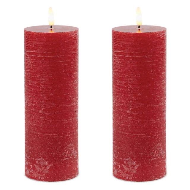 2020s FIA Wick Red Pillar Candle (Set of 2) For Sale - Image 5 of 5