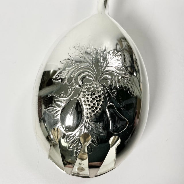 Mid-Century Hollywood Regency Italian Towle Silver Plate Etched Salad Tongs For Sale - Image 13 of 17