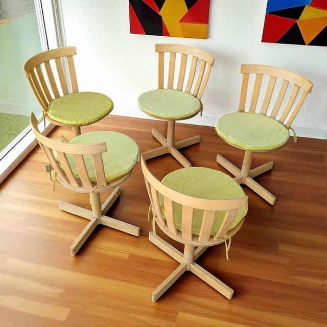 Set of five vintage Scandinavian swivel chairs by Edsbyverken, designed by Jan Hallberg and Sune Formell in the 1960s. The...