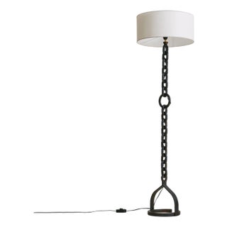 1950s French Brutalist Chain-Link Floor Lamp in Manner of Jean-Pierre Ryckaert For Sale