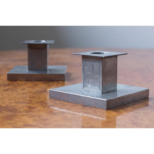 Pair of candleholders designed by sylvia stave. Produced by c. G. Hallberg in stockholm, sweden in 1937. Striking...
