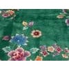 Textile 1920s Green Floral Modern Antique Chinese Art Deco Rug 8' 8"x11' 4" Handknotted Wool Carpet For Sale - Image 7 of 7