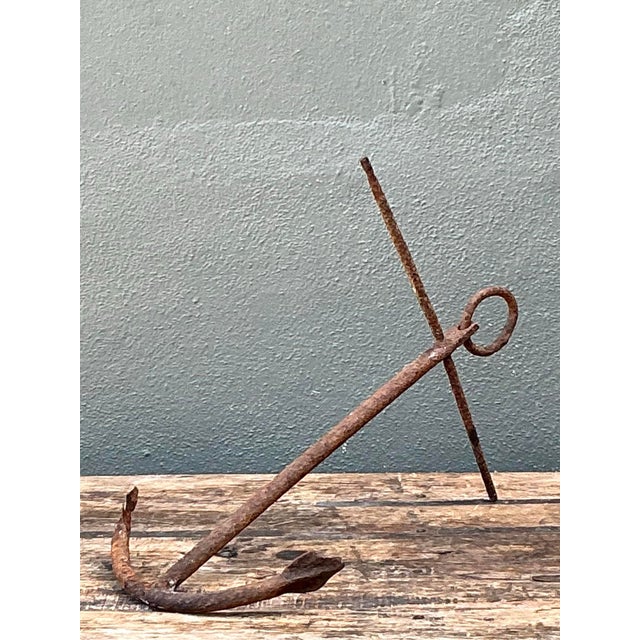 Vintage Weathered Iron Nautical Anchor | Chairish