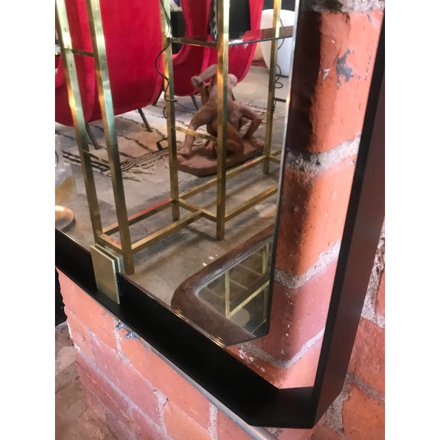 Brass Italian Oversized Iron Floating and Brass Rectangular Mirror For Sale - Image 8 of 10