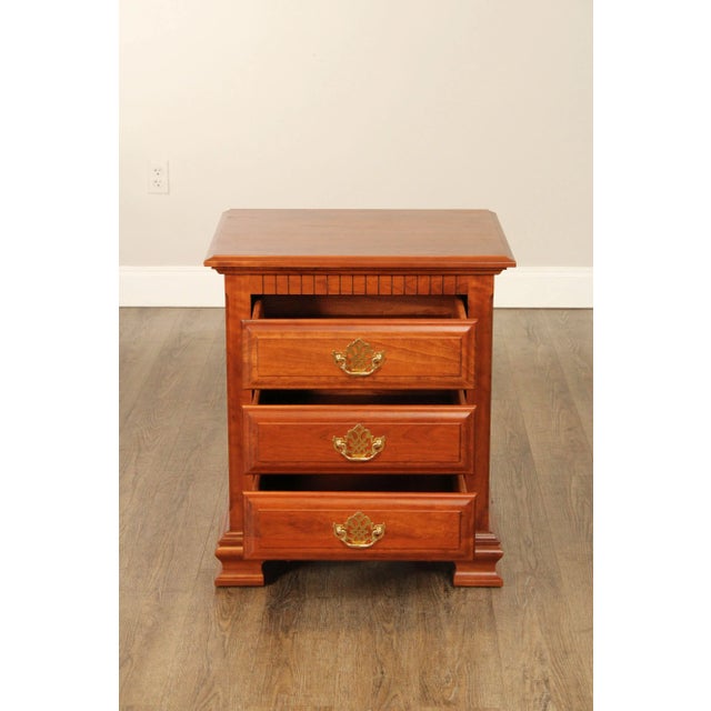 Chippendale Millcraft 'Victoria's Tradition' Solid Cherry Three-Drawer Nightstand For Sale - Image 3 of 12