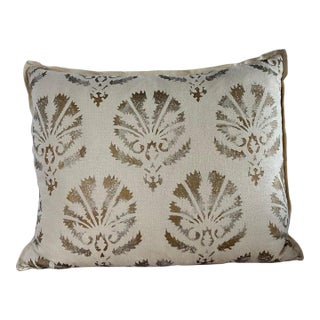 Hand Stenciled Linen Pillow by Nomi Textiles, Rococo Style, For Sale