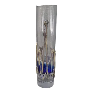 Mid 20th Century Bohemian Modern Studio Art Glass Tube Vase Atelier Beranek Czech Republic