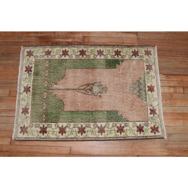 Zabihi Collection Worn Turkish Prayer Rug For Sale - Image 13 of 18