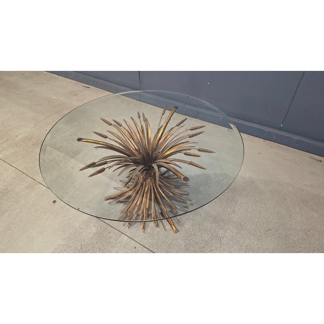 Vintage Gilt Metal Sheaf of Wheat Coffee Table in the style of Coco Chanel, 1960s For Sale - Image 9 of 11