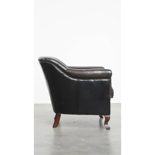 Black Grained Cowhide Armchair For Sale - Image 3 of 16