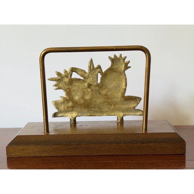 Wood Vintage Brass Pineapple Napkin Holder For Sale - Image 7 of 8