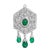 18K 2 3/4 Cttw Diamond and Emerald Dangle Art Deco Shield Brooch Pin Pendant (G-H Color, VS1-VS2 Cla For Sale