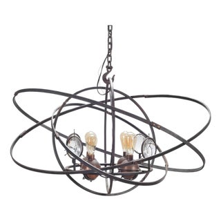 Orbital Atomic Age Iron and Copper Chandelier by Jefferson Mack For Sale