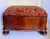 Wood Antique Upholstered Wood Serpentine Storage Footstool on Bun Feet For Sale - Image 7 of 12