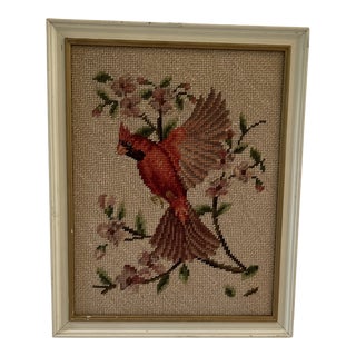 Cardinal Framed Needlepoint Art For Sale