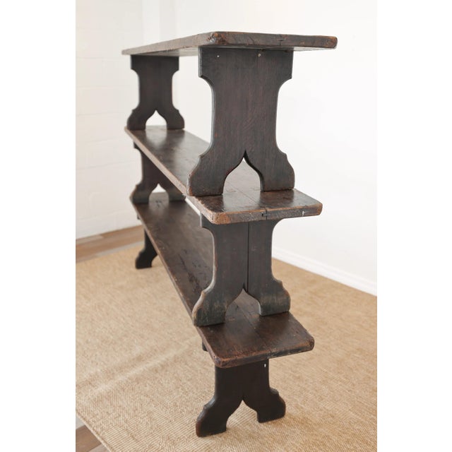 Wood Antique English Oak Bench - Circa 1910 For Sale - Image 7 of 8