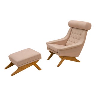 Set of Ox Armchair and Ottoman from Illum Wickelsø, Denmark, 1970s For Sale