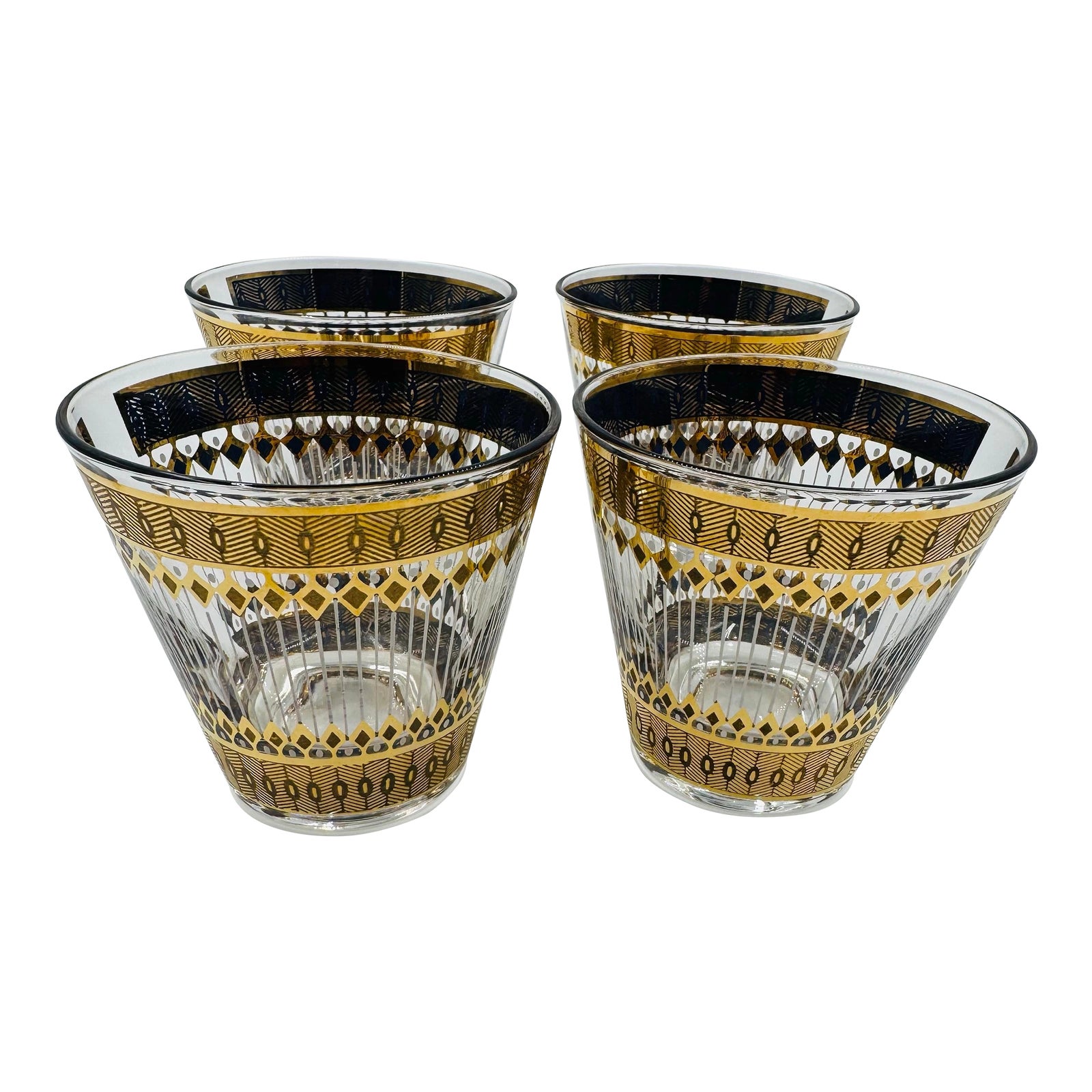 Vintage 22k Culver Barcelona Tapered Rocks Glasses - Set of 4 | Chairish