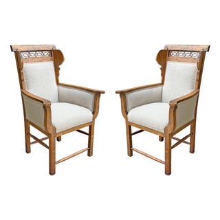 Pair of Vintage French Wingback Chairs For Sale