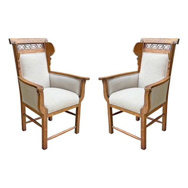 Pair of Vintage French Wingback Chairs For Sale