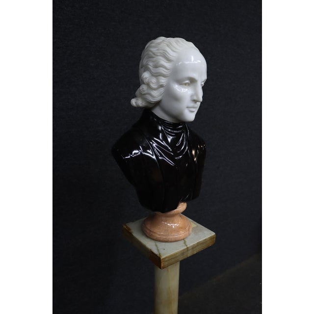 Wolfgang Mozart Tricolor Marble Bust For Sale - Image 4 of 16